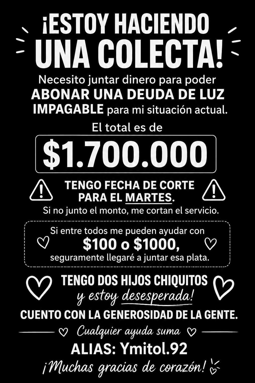 Ayuda para que no me corten la luz